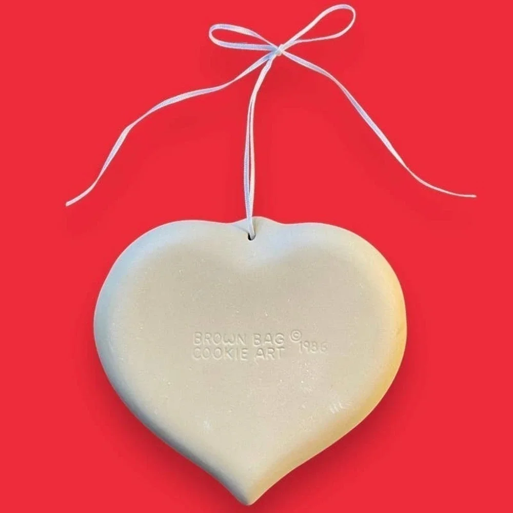 Vintage Brown Bag Cookie Art 1986 Heart Tulip Craft Cookie Mold Collectible
